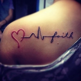 fabulous upper back red heart  heartbeat tattoo quotes - faith quotes-f47028